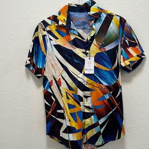 Men’s Robert graham shirt sleeve button down classic fit, medium NWTs